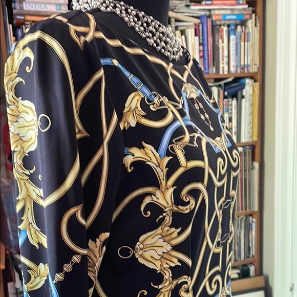 J. McLaughlin Gold and Blue Embellished Mid-Sleeve Midi Dress - Picture 9 of 14